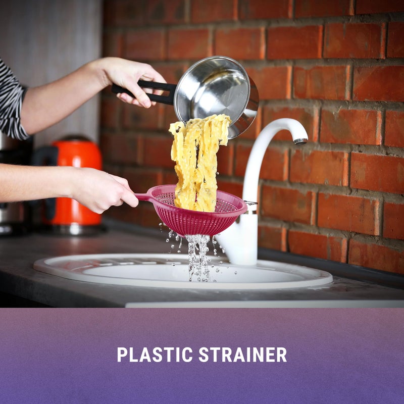 YBM Home 8.5 Inch Deep Plastic Strainer Colander with Long Handle â€“ Made of Food Safe BPA-Free Plastic - Durable and Dishwasher Safe - Use for Pasta, Noodles, Spaghetti, Vegetables and More (1, White) - Image 3